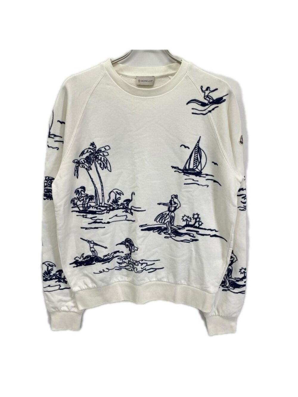 Moncler White Maglia Girocollo Chien Palm Tree Sweatshirt